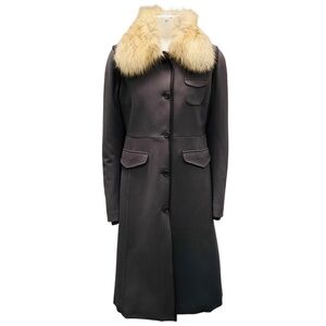 PRADA SPORT GREY / TAN FUR COLLAR PADDED PARKA COAT